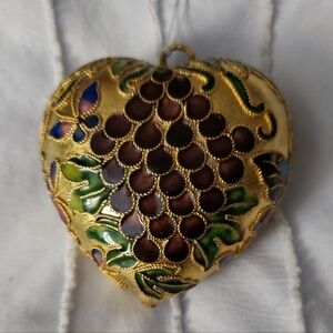 Gold and Deep Ref With Butterfly Cloisonne Christmas Holiday Ornament